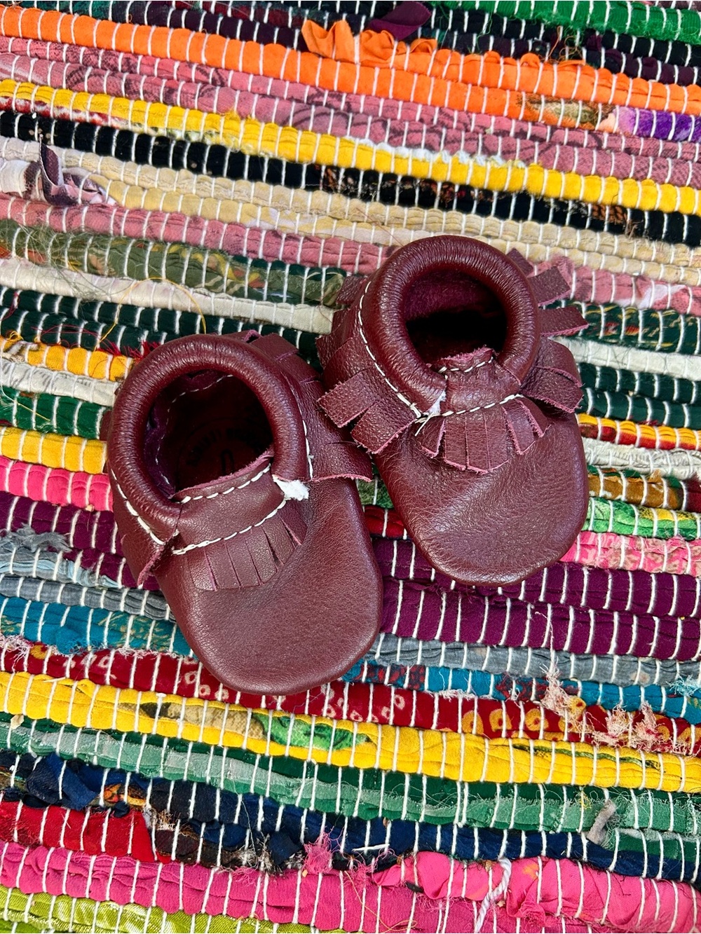 Freshly Picked Burgundy Leather Moccasin Booties Infant 0